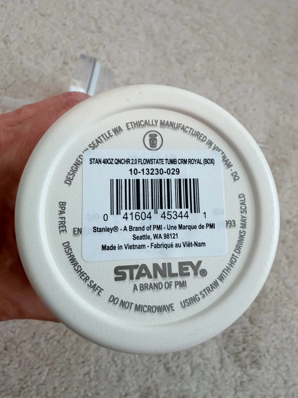 Stanley Quencher 2.0 Flowstate 40oz Tumbler Handle Straw NEW Cream Ivory